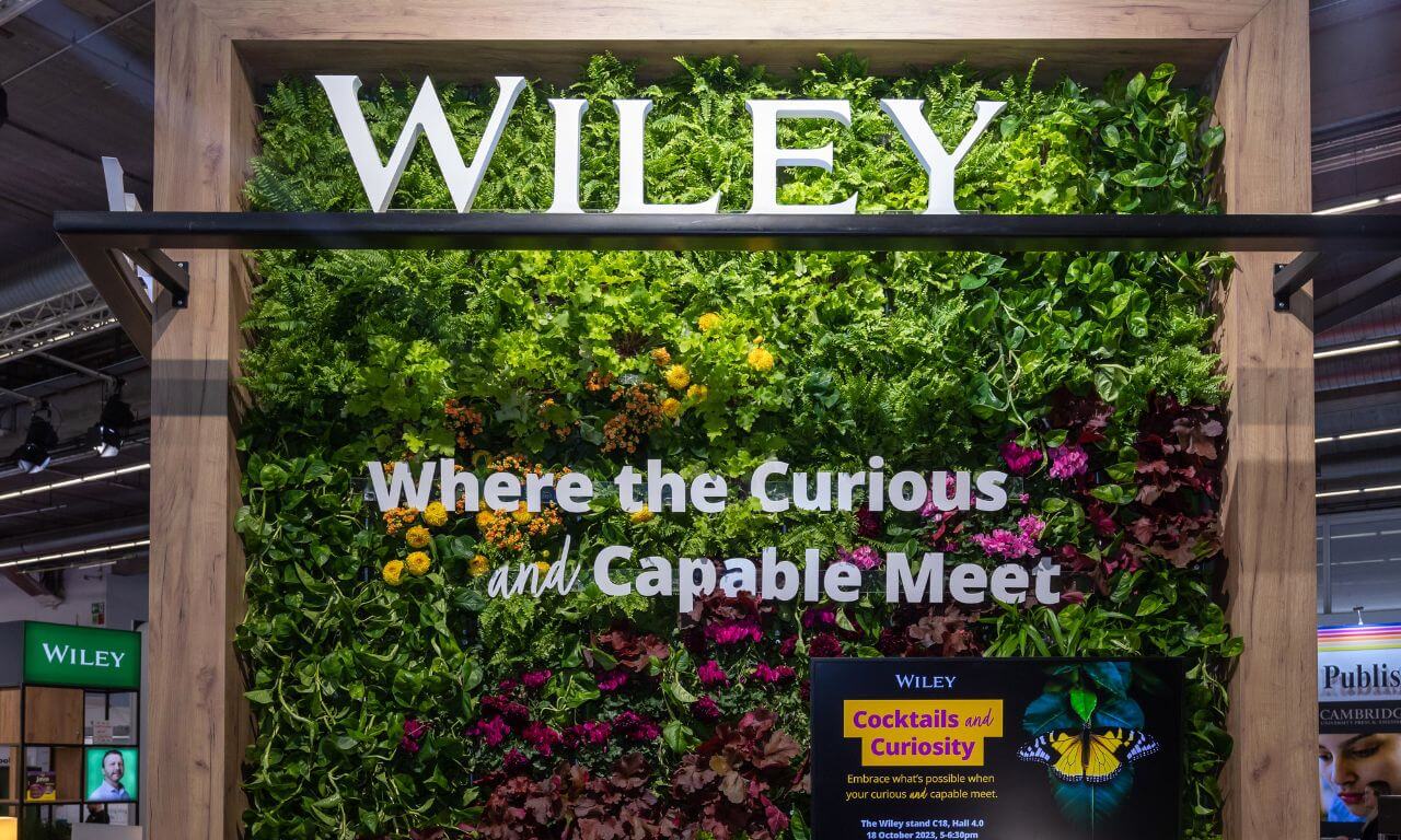 The Wiley event booth at Frankfurt book fair.