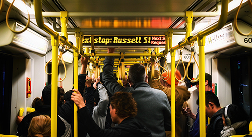 Group of people in a train