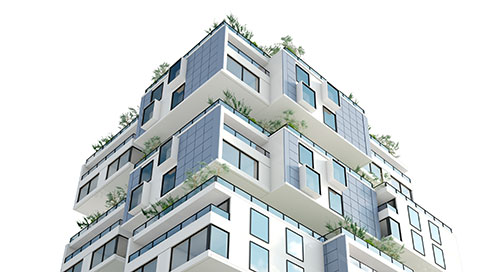 Close up of the side of an apartment building