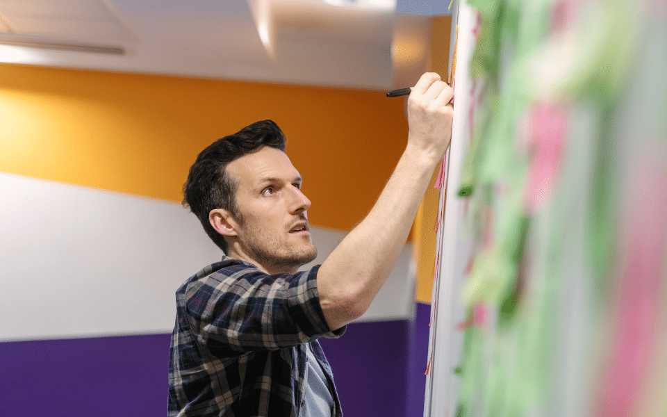 Male professional leading brainstorming