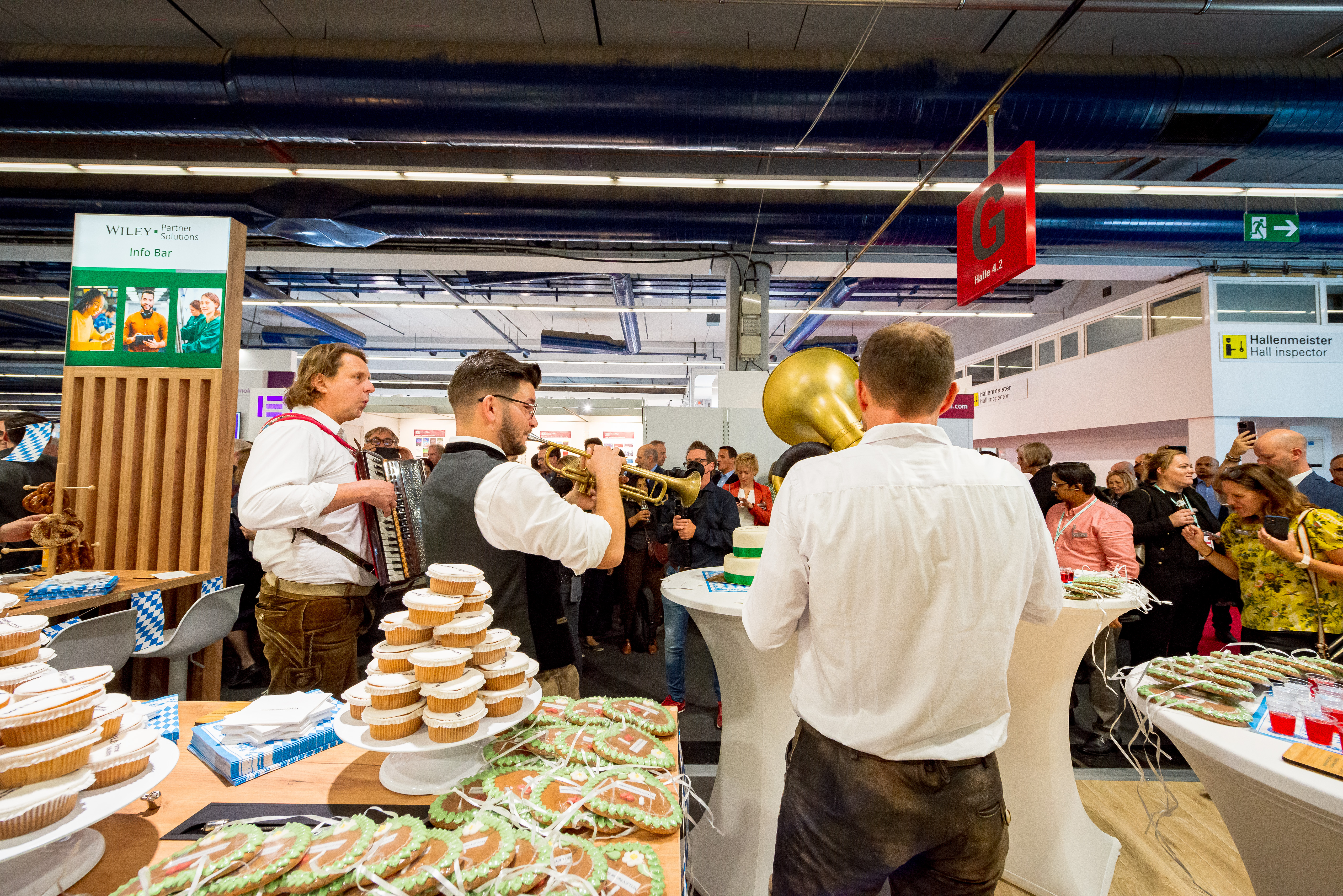 Group of musicians performing at a fair. 