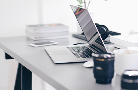 open laptop on a desk