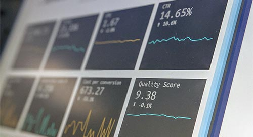 Close up image of data report on a computer screen