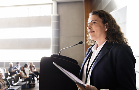Woman talking during a conference